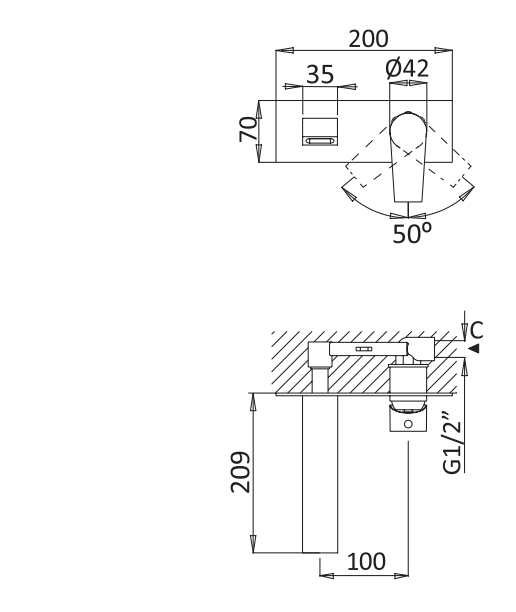 Смеситель для раковины однорычажный, с донным клапаном CEZARES NAUTIC-BLI-NOP - Вид №1