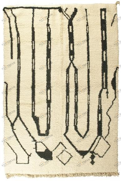 AFOLKI Прямоугольный шерстяной коврик с длинным ворсом и узором Beni ourain Taa1277be