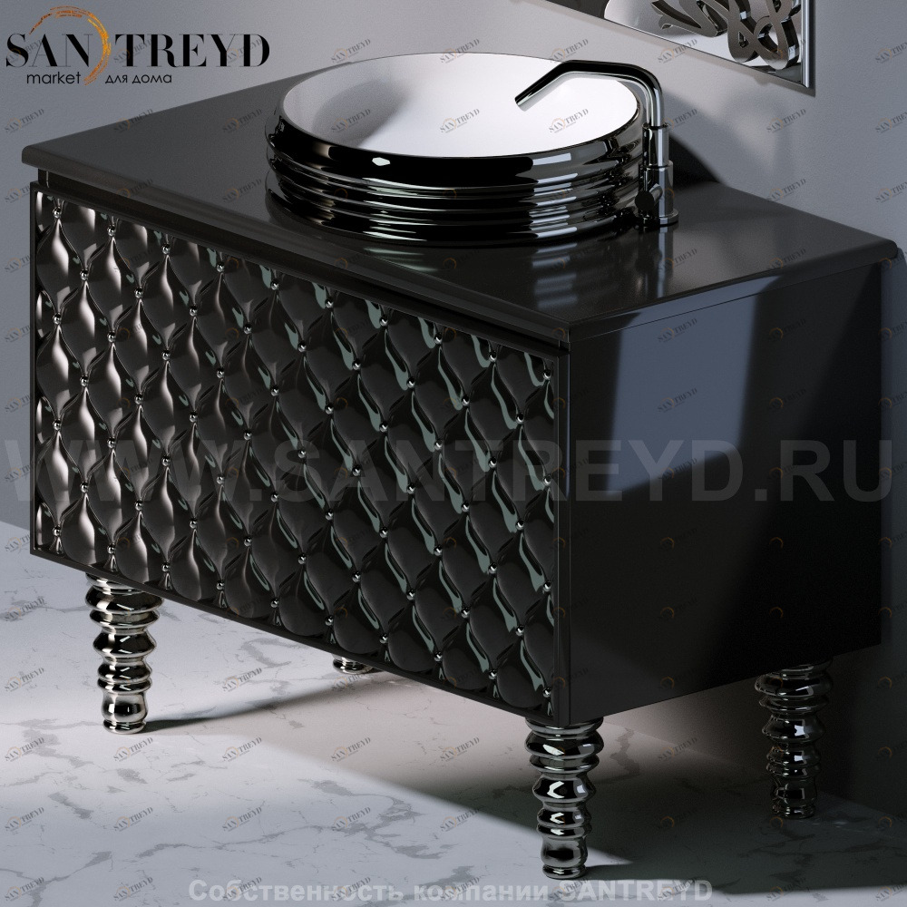 Ящик C290C CLASS с черным фасадом и хромированными вставками AeT ITALIA GLASS C290C104P