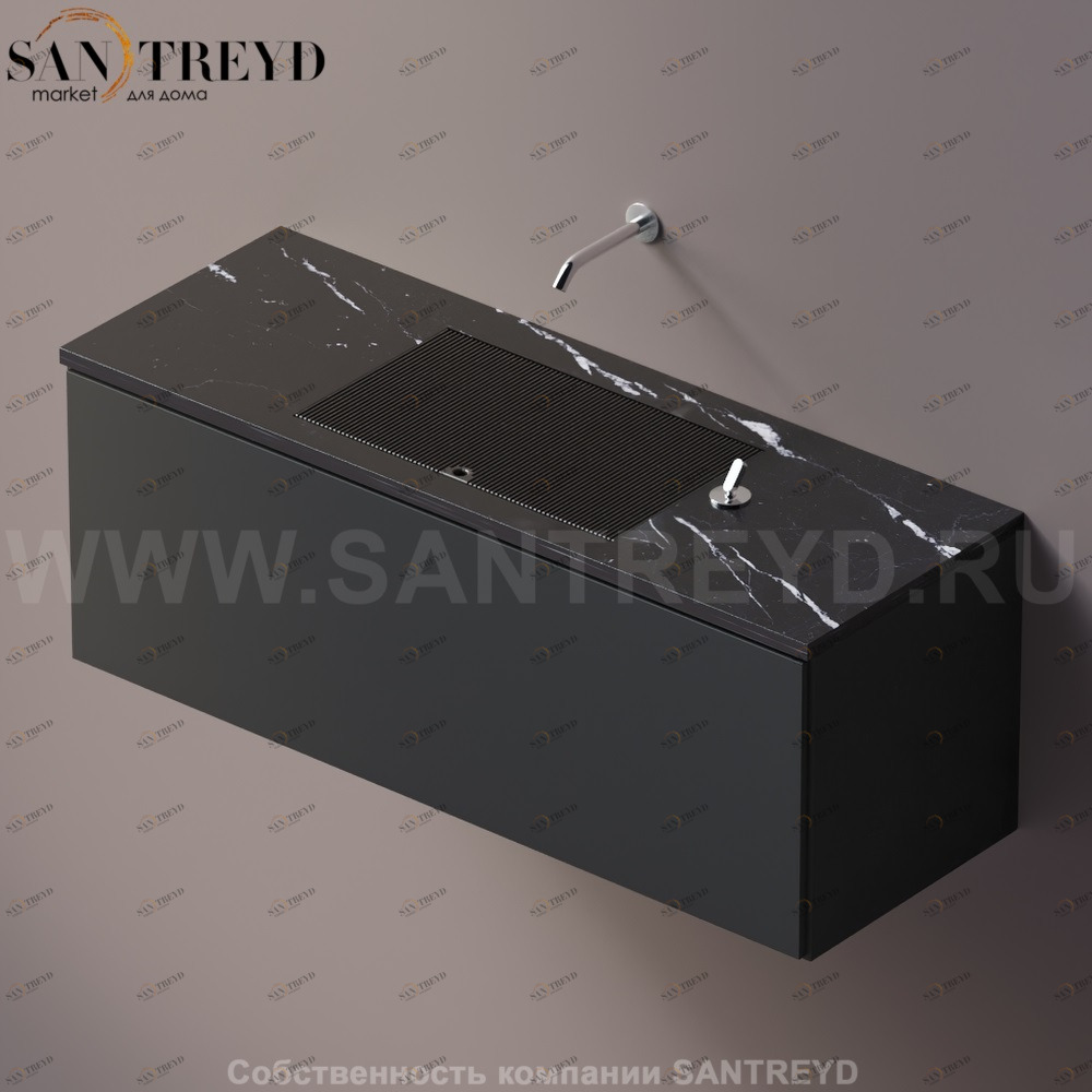 AELLM0CC11214ED Подвесная раковина настенная прямоугольная Agape Ell черная