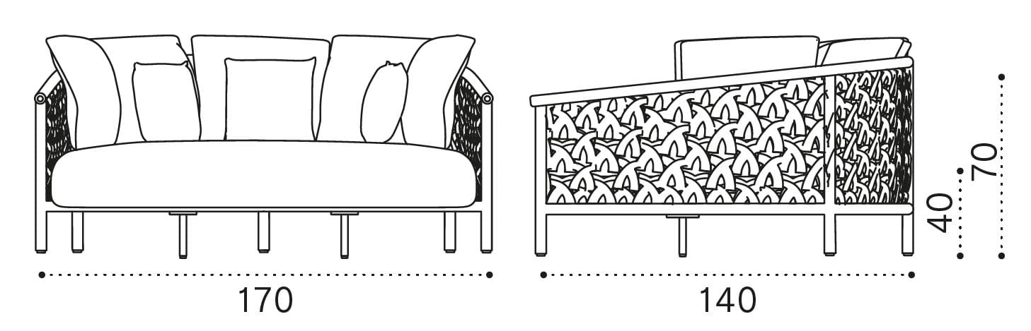 Садовая кушетка из тикового дерева и плетеной веревки Ethimo патио ARCH-00066515 - Вид №2
