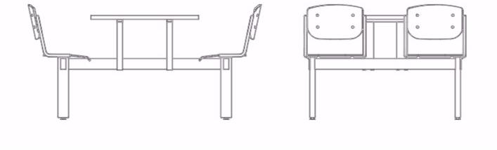 Dieffebi Прямоугольный стол для общественных мест со встроенными стульями Complementary 1712s0000xbng - Вид №1