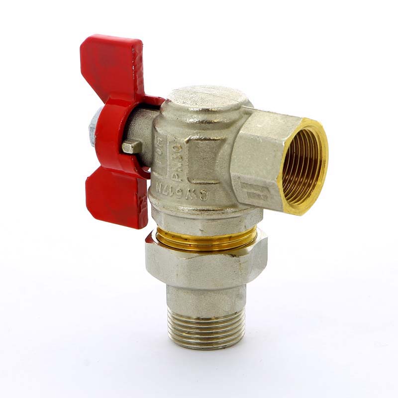 Кран шаровой НВ с разъемным соединением для коллектора бабочка TIEMME угловой 3/4" 2120005 - Вид №4