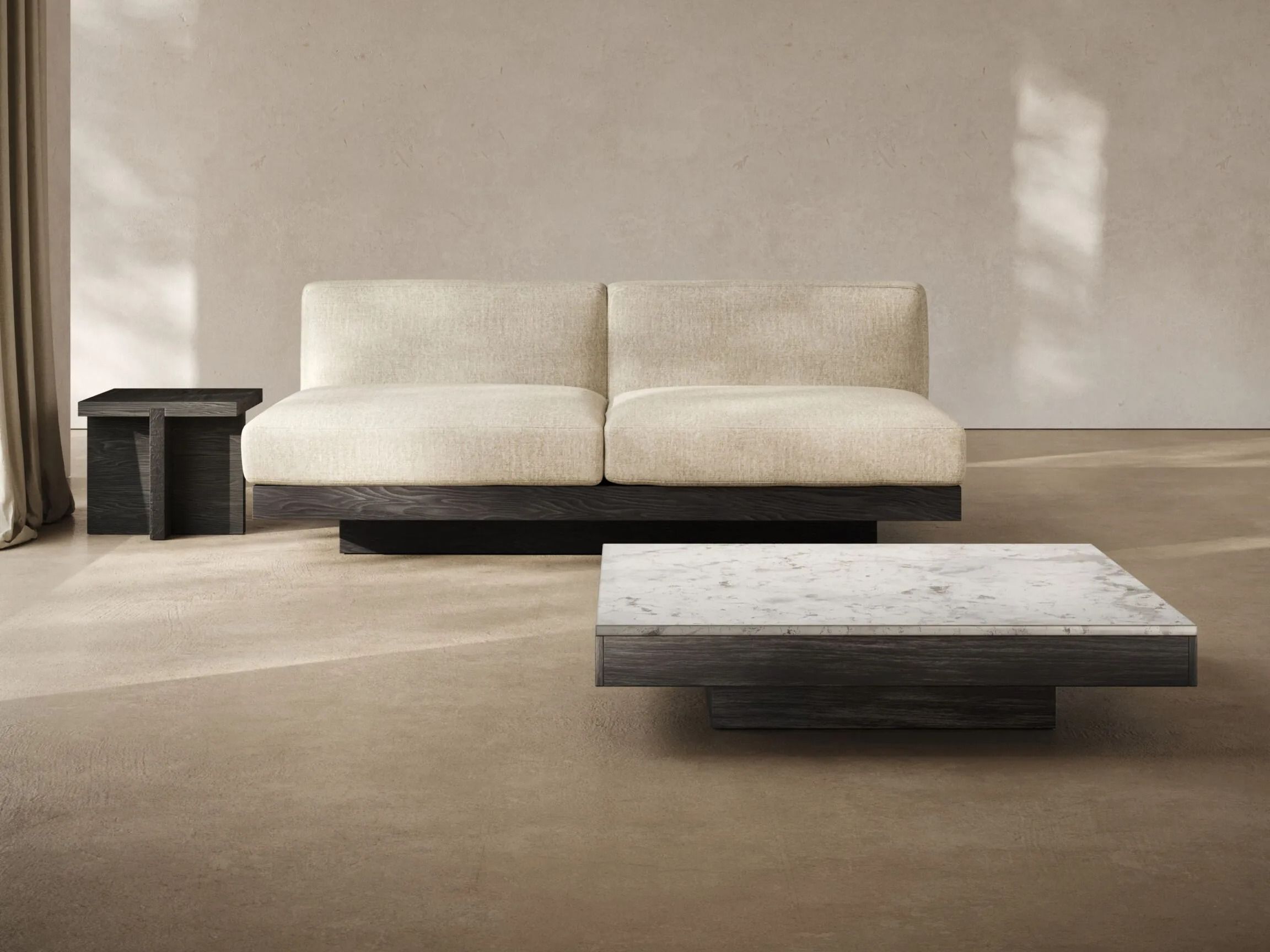 Низкий прямоугольный журнальный столик из дуба и мрамора Serax Rudolph ARCH-00024521 - Вид №1