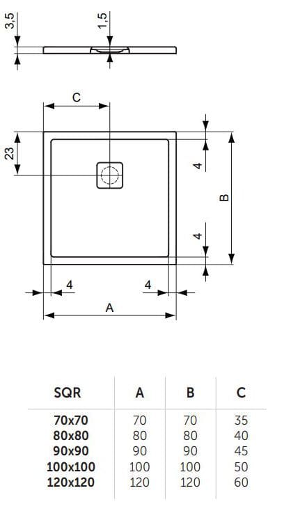 Квадратный душевой поддон из композитного материала Ideal Standard ULTRA FLAT EVO ARCH-00124078 - Вид №4