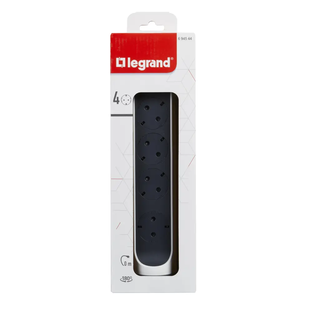 Колодка для удлинителя Legrand Комфорт 4 розетки с заземлением 3680 Вт цвет белый/черный 84024709 STLM-2084772  - Вид №3