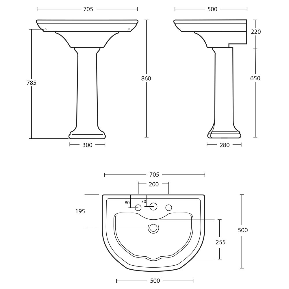 IMSR100 Раковина большого размера Bergier - 700 мм Bergier Imperial  - Вид №2