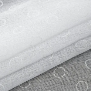 Тюль 1 м/п Колечки лен 280 см цвет серый