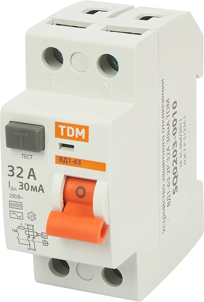 УЗО TDM Electric ВД1-63 — защита от перепадов напряжения для домашней сети 84399427