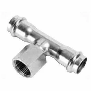 Тройник В-пресс 35 x 1/2" x 35 нержавеющая сталь IBP