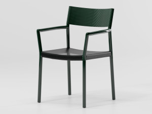 Алюминиевый стул с подлокотниками и сиденьем из текстилена