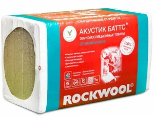 Звукоизоляция Rockwool Акустик Баттс 1000х600х50мм (6м2; 0,3м3)