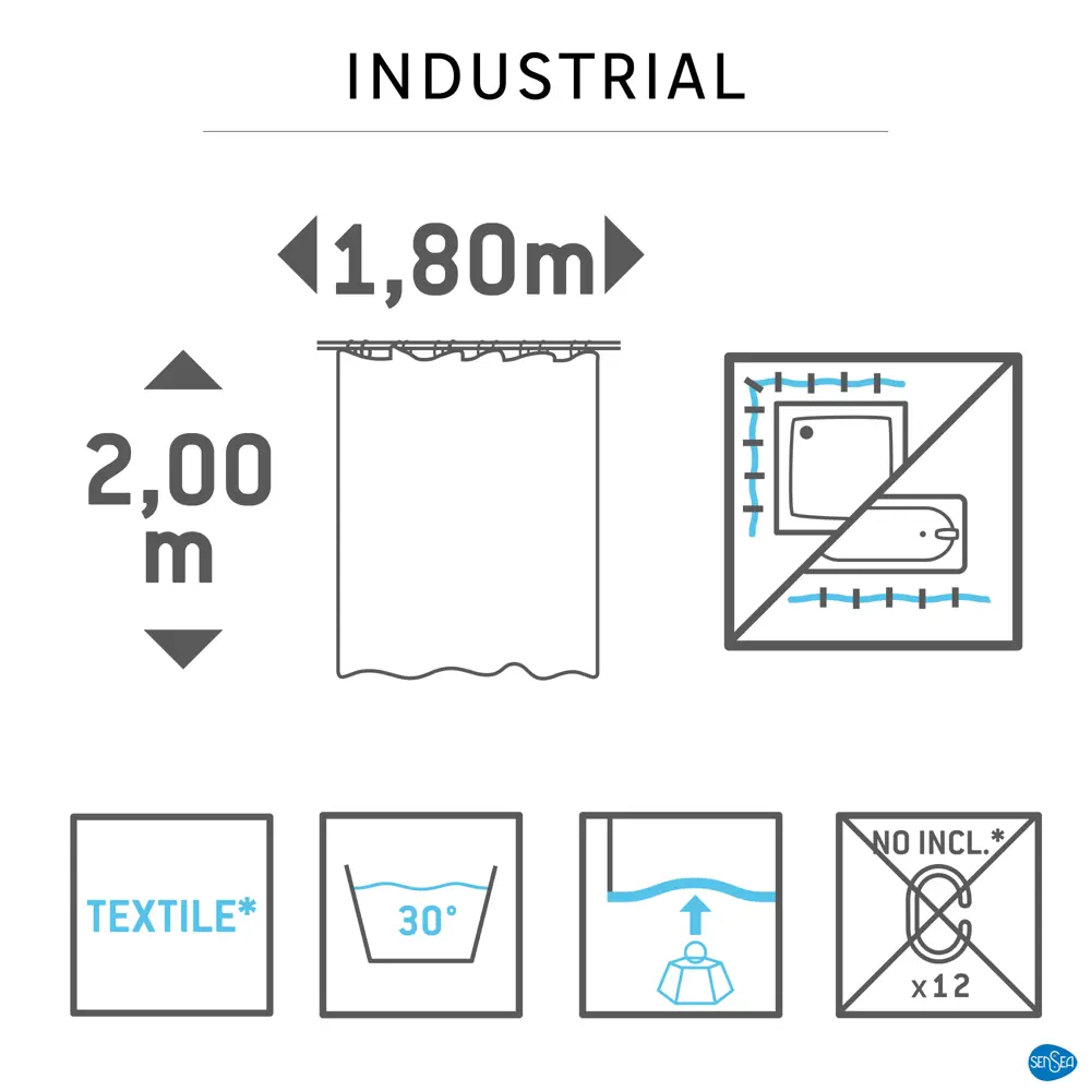 Штора для ванной Sensea Industrial 180x200 см полиэстер цвет мультиколор 82252765 STLM-2205971 - Вид №5