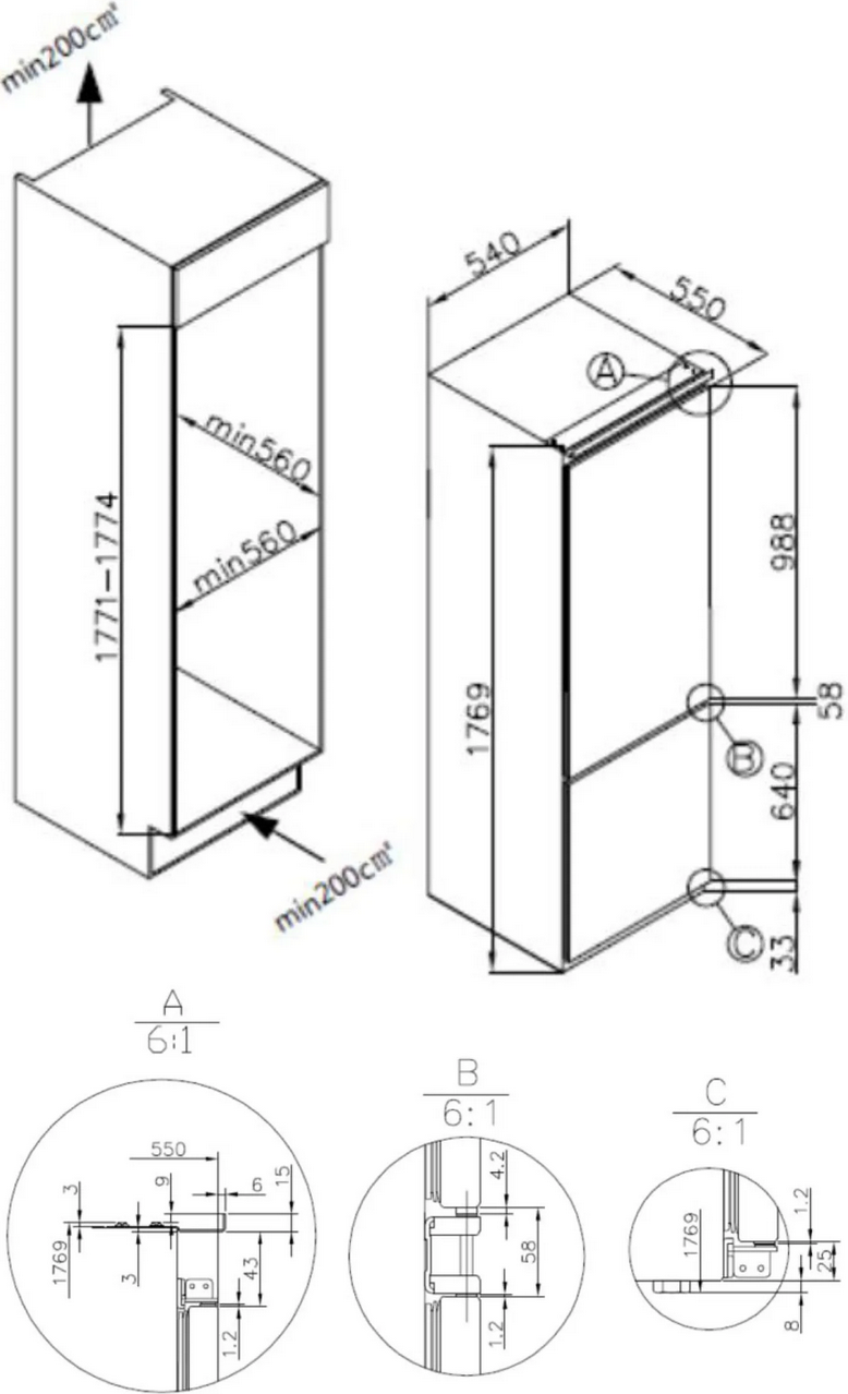 9168735 Встраиваемый холодильник Meferi MBR177 TOTAL NO FROST ULTRA STDN-0049173 - Вид №11