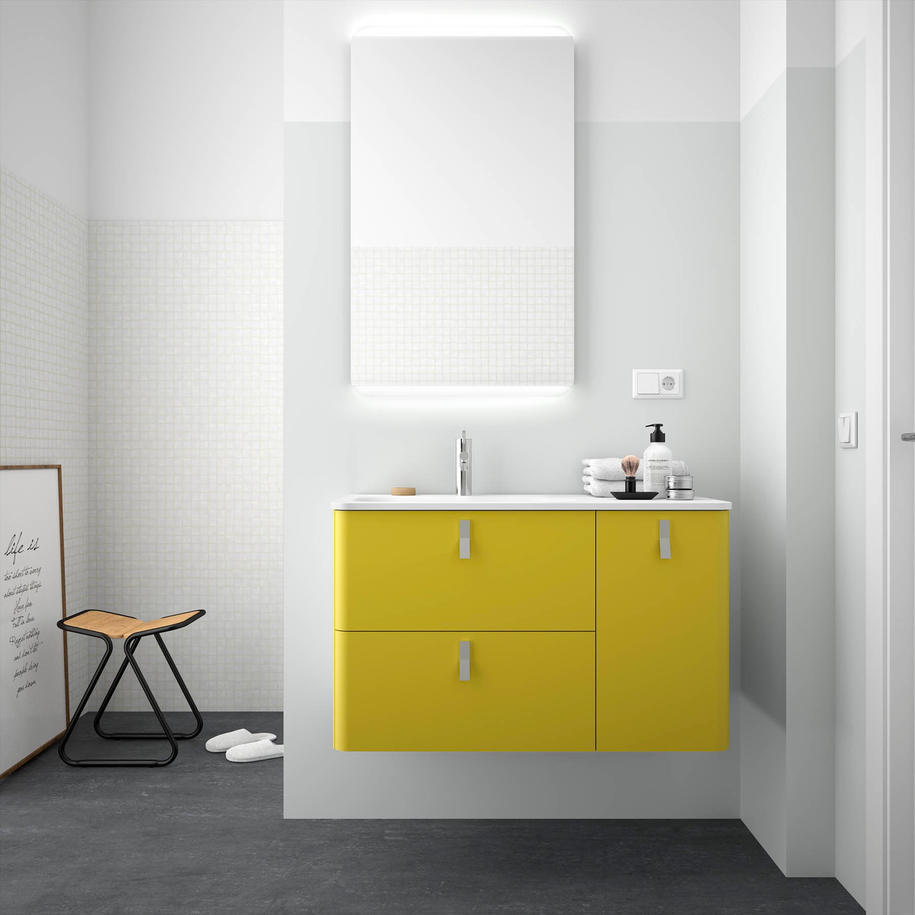 24645 SALGAR Мебель для умывальника UNIIQ 1200 правая VERDE ÁCIDO Verde ácido  - Вид №1