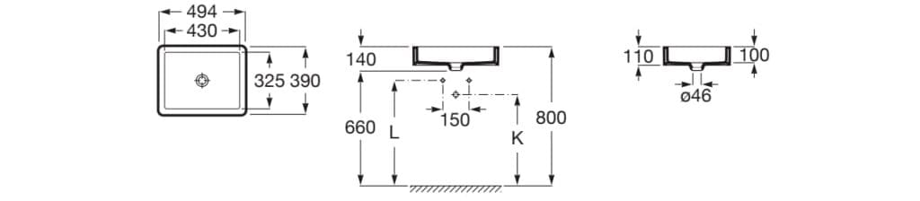 Керамическая прямоугольная встраиваемая раковина Roca Inspira ARCH-00090451 - Вид №8