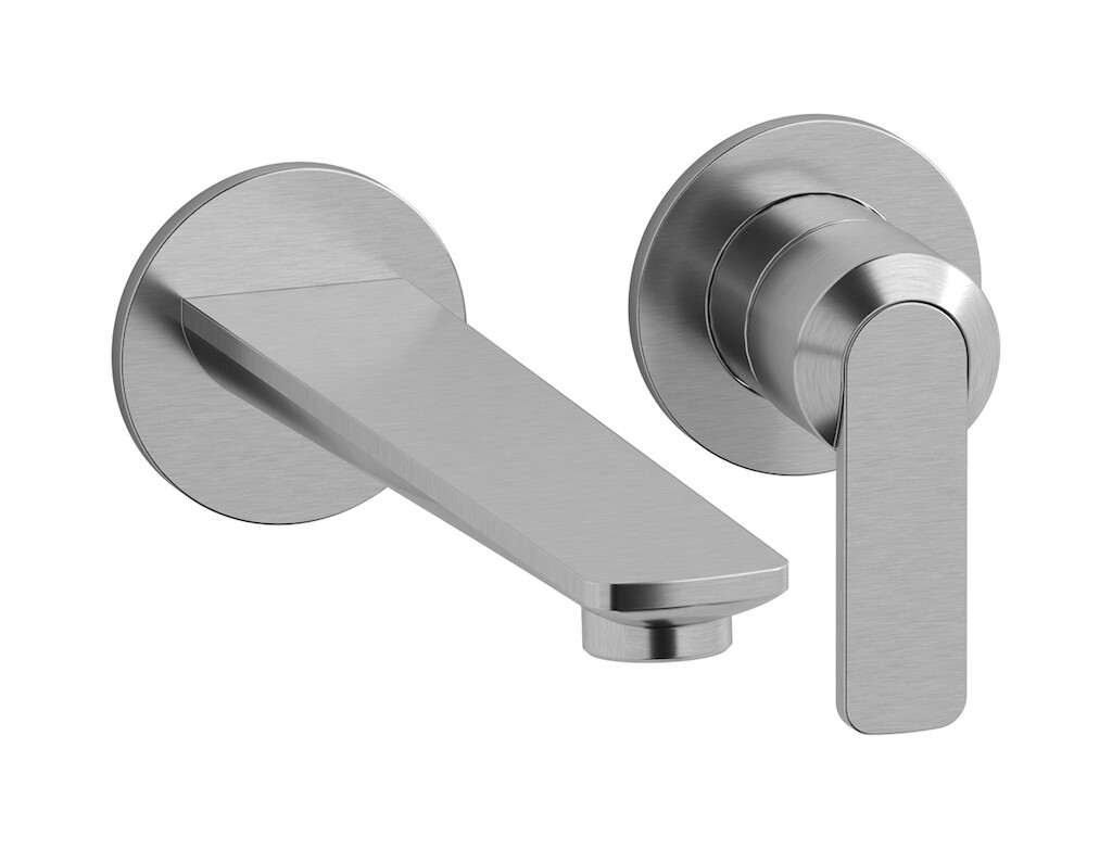 Встроенный в стену смеситель для раковины на 2 отверстия в комплекте с донным клапаном WE ARE IB c6406ss Brushed Nickel C-67