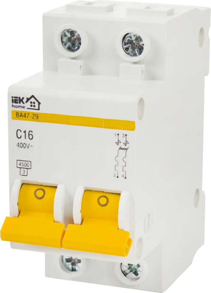 Автоматический выключатель IEK Home ВА47-29 16А для защиты электросетей 18072361