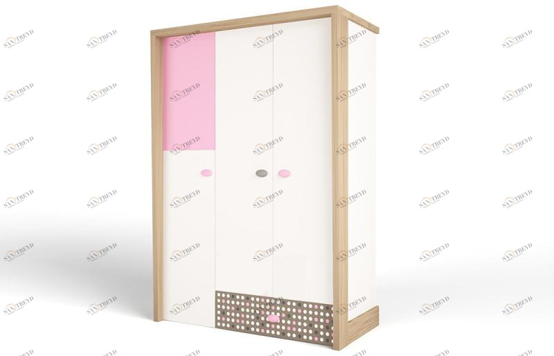 Шкаф ABC-KING 3х дверный MIX ( розовый) 4631148108271