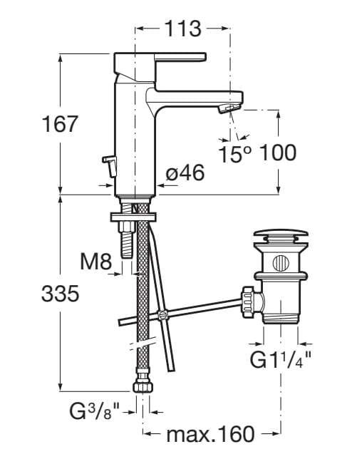 Смеситель для раковины с автоматическим сливом Roca Naia ARCH-00065104 - Вид №2