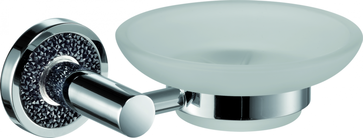 H2014/15B Sanibano Ebano, настенная стеклянная мыльница, цвет хром-кристаллы Swarovski black 