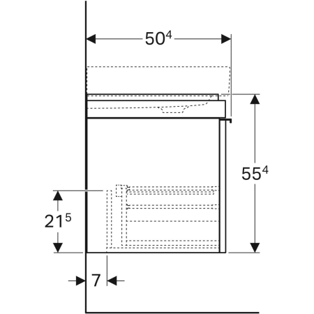500.556.JI.1 Шкафчик для раковины Geberit Citterio, с одним выдвижным ящиком Geberit  - Вид №24