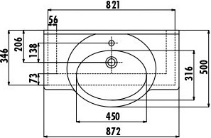 ET085-00CB00E-0000 Раковина ET085 мебельная (85см) Creavit  - Вид №1