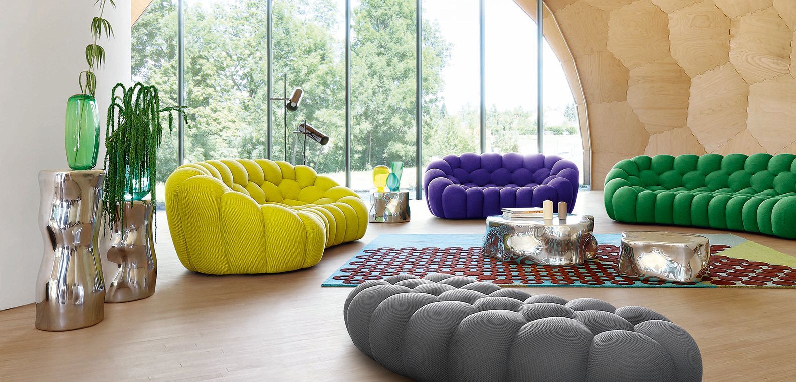 Высокий алюминиевый журнальный столик ROCHE BOBOIS дерево ARCH-00067734 - Вид №4