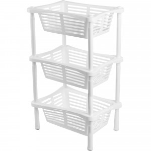 82585575 Этажерка с корзинками, 3 секции, 30х68х22 см, цвет бежевый