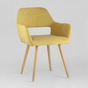 Стул с подлокотниками мягкий желтый "Кромвель" STOOL GROUP ДИЗАЙНЕРСКИЕ 00-3881957 Желтый