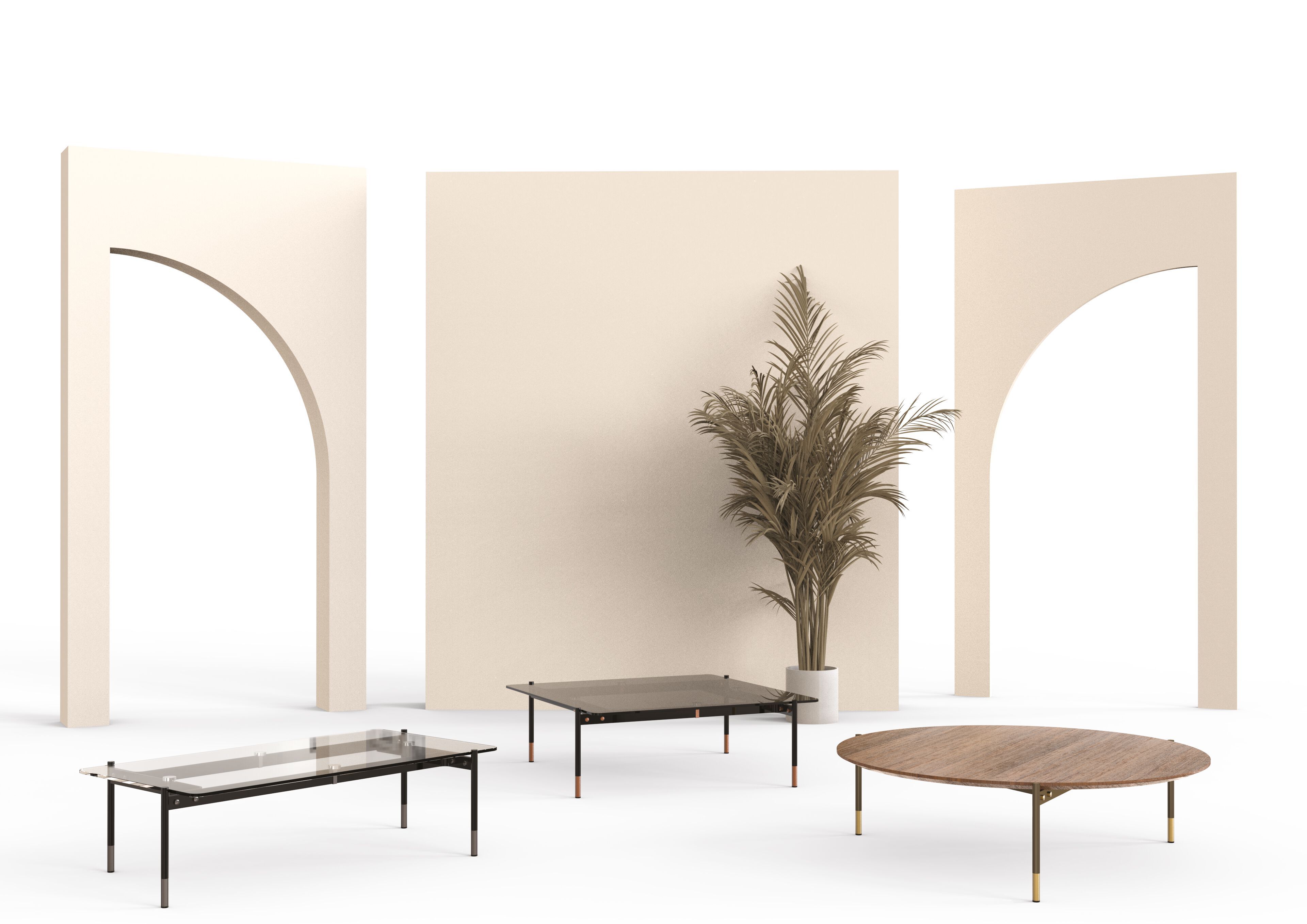 Низкий круглый стол из стали и дерева Bontempi Casa KAROL ARCH-00094563 - Вид №1