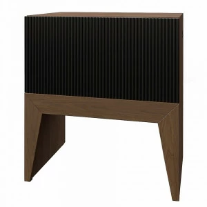 Тумбочка прикроватная для спальни с ящиком черная с рисунком "Полоска" Still New BRAGIN DESIGN  256450 Черный