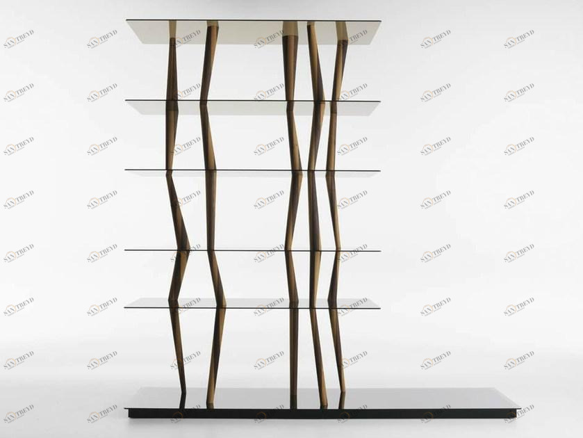 Casamania & Horm Двусторонний открытый книжный шкаф из дерева и стекла Sendai sun-id-1428943