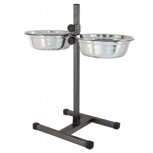 ПР0037177 Стойка с мисками для животных регулируемая, шагрень, h50см, D24см, 2х2,0л ХОРОШКА