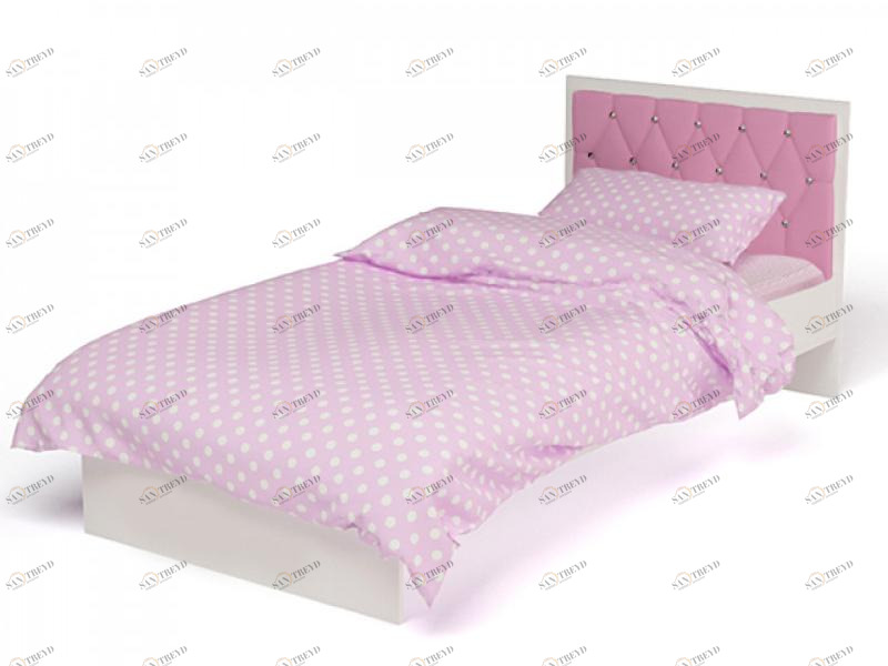 Кровать классика ABC-KING Фея с розовой кожей и стразами Сваровски (160*90) без ящика 4631147959591