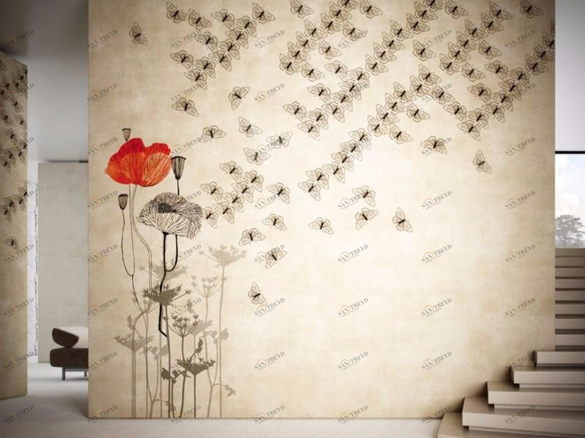 GLAMORA Моющиеся виниловые обои с цветочными мотивами Card sun-id-1349876