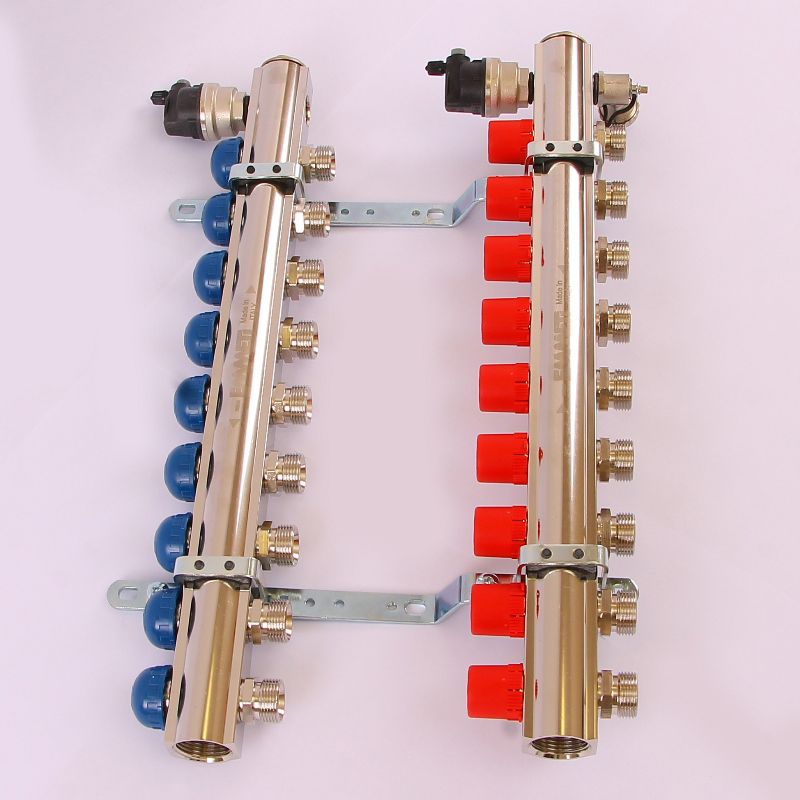 Коллекторная группа TOPWAY с регулировочными и термостатическими вентилями с резьбой под евроконус EMMETI 1"x3/4"ЕК 9 выходов 01298724 - Вид №2