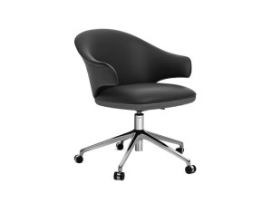 Кожаный мягкий стул с подлокотниками