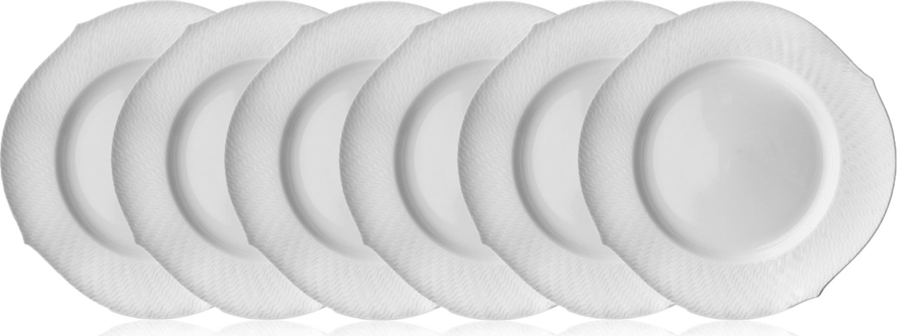 90330 Meissen Набор из 6 тарелок закусочных 22,5см "Игра волн, рельеф, белый" Фарфор, Керамика 