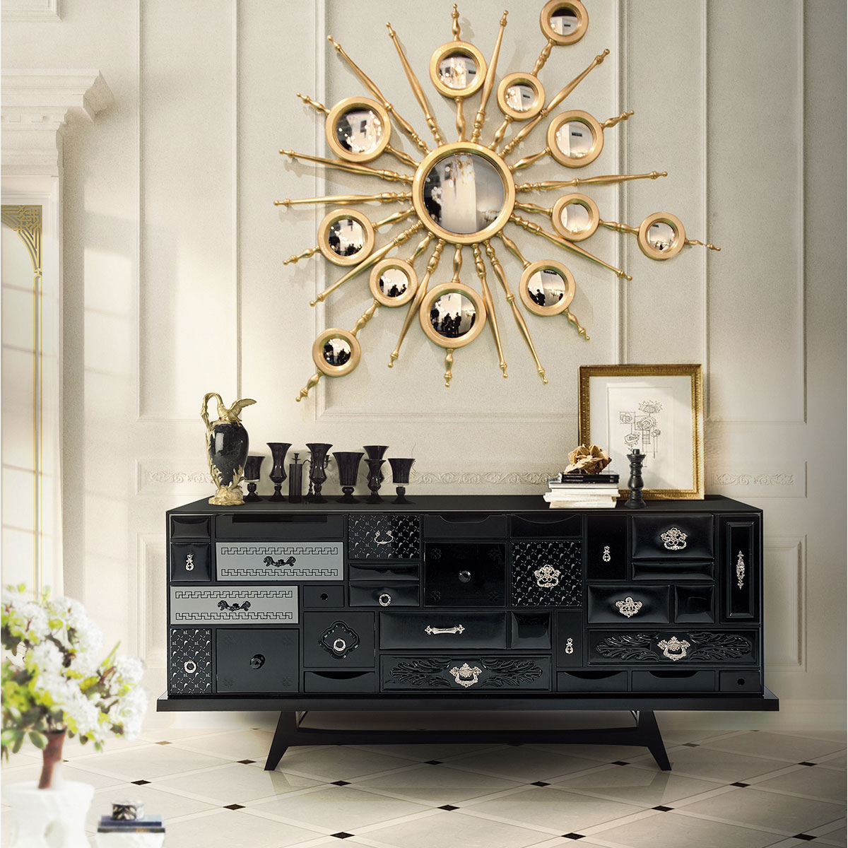 Серванты Mondrian Black Sideboard Covethouse BOCA DO LOBO  - Вид №1