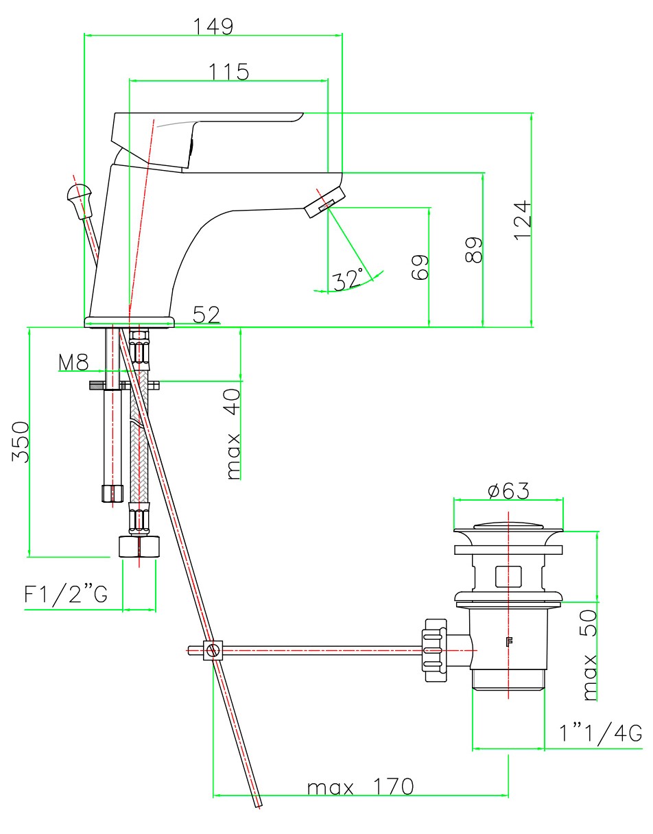 SE830102560 Смеситель для раковины Webert Sax Evolution  - Вид №3