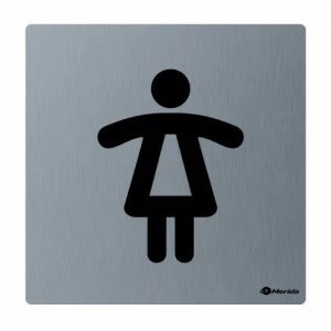 GSM007 Пиктограмма из нержавеющей стали - женский туалет тусклый. 95 x 95 x 2 мм, матовая сталь Merida