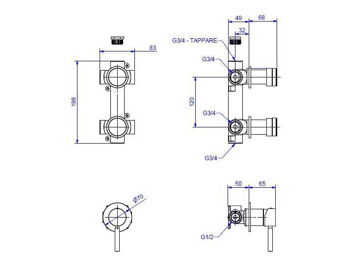 Хромированный латунный настенный смеситель для ванны Bugnatese Kobuk ARCH-00080257 - Вид №2