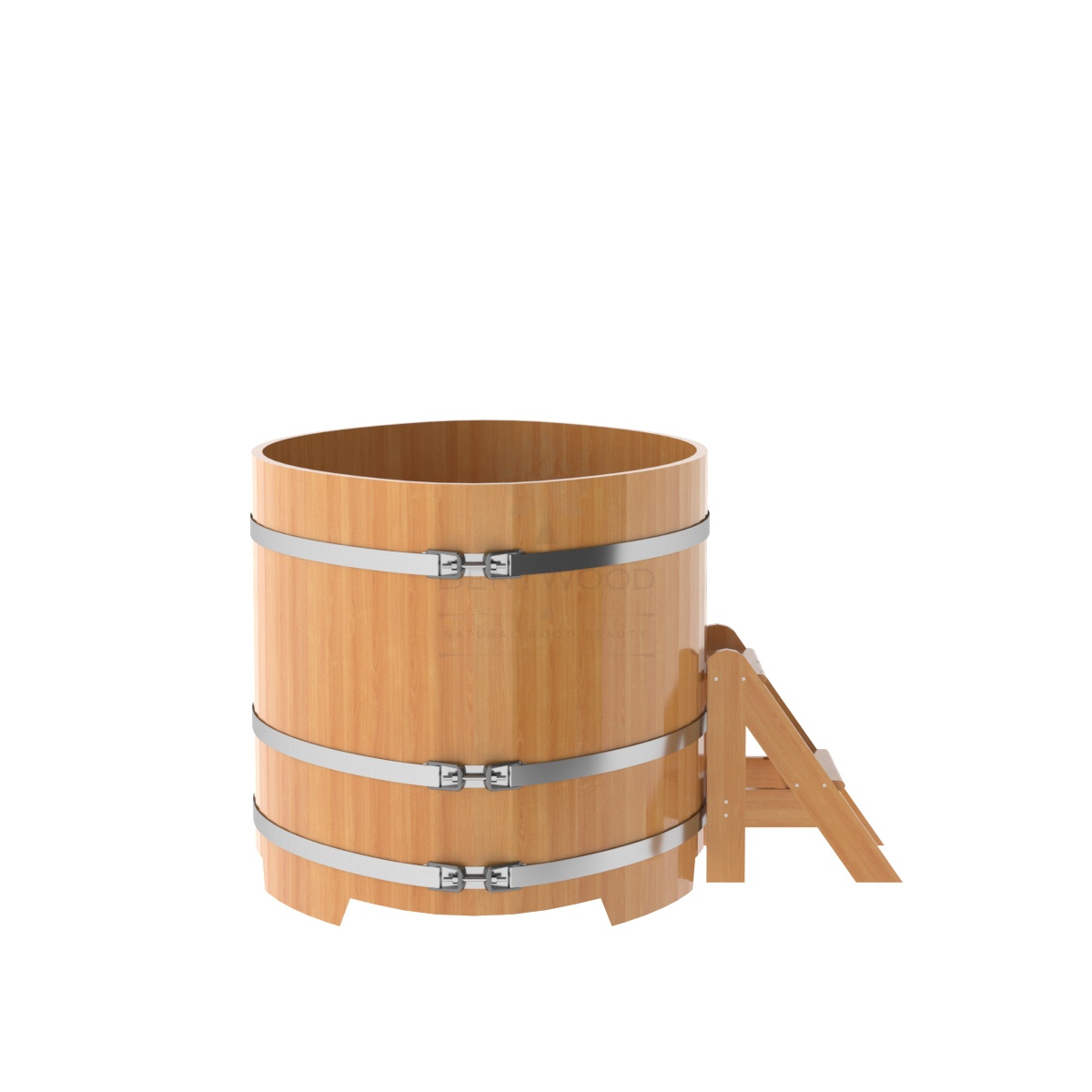 1175 Купель овальная из лиственницы 1,08х1,75х1,0 натуральная премиум Alyarus  - Вид №2