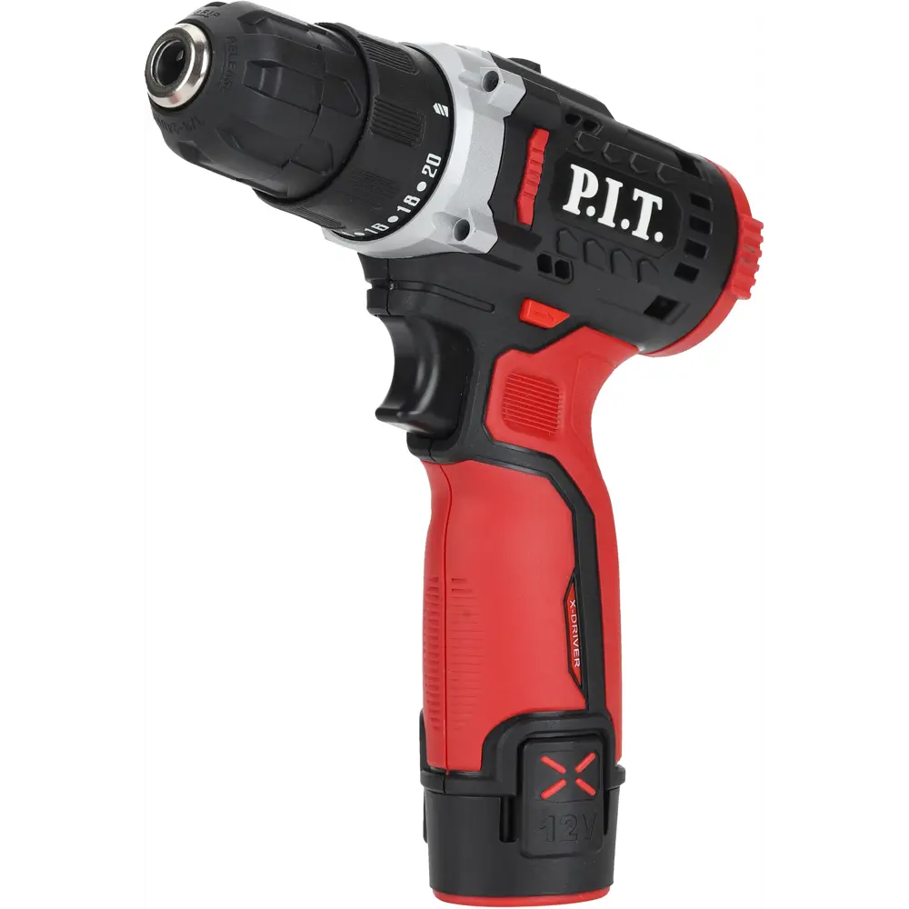 Дрель-шуруповерт аккумуляторная P.I.T. LPBM12K-10A, 12 В Li-Ion, 2x1.5 Ач STLM-2010955