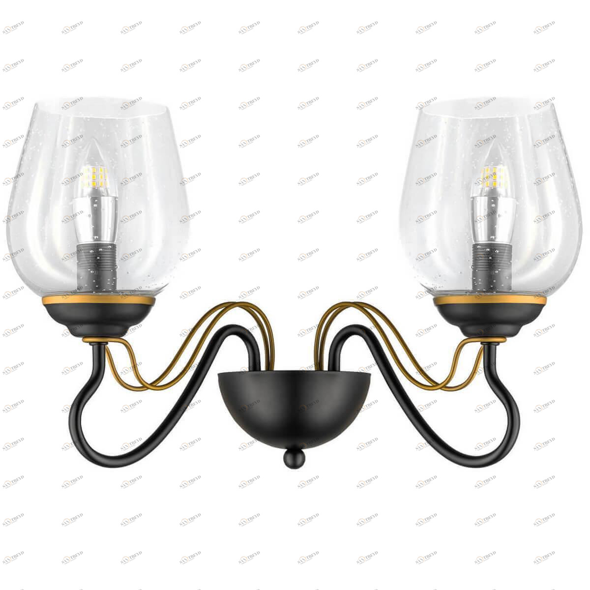 Бра со стеклянными плафонами на 2 лампы черное Bolla 734627 LIGHTSTAR BOLLA 00-3931433 Прозрачный;черный