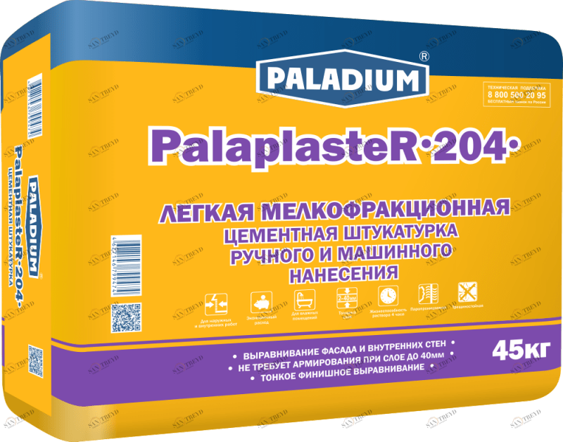 PL-204/45 Штукатурка цементная PalaplasteR-204, 45 кг Paladium 