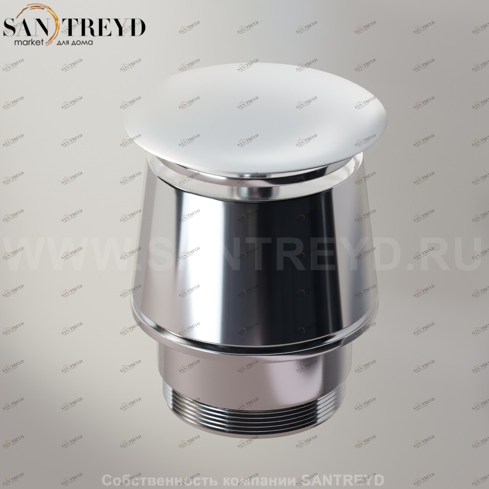 Agape  Донный клапан с хромированной матовой крышкой с кольцом 30 мм для раковин или биде без переливного отверстия MET0346RSP Ricambi
