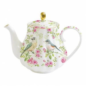 Чайник фарфоровый белый с розовым в подарочной упаковке "Птицы в саду" EASY LIFE ПТИЦЫ В САДУ 00-3947009 Белый;розовый