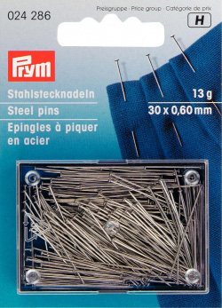 024286 Булавки для закалывания сталь 13 г в блистере под серебро PRYM 